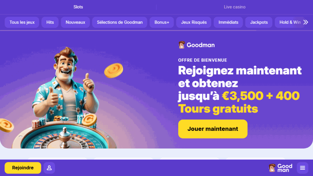 Bannière du bonus de bienvenue Goodman