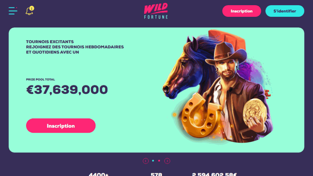Banniere de bonus de bienvenue Wild Fortune