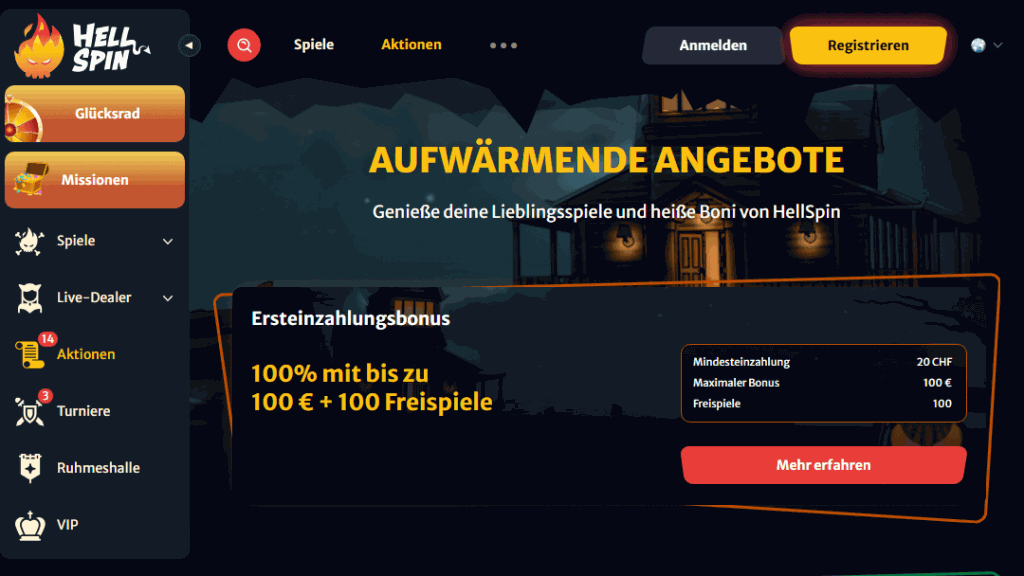 Hell Spin Casino Ersti Izahligsbonus Banner