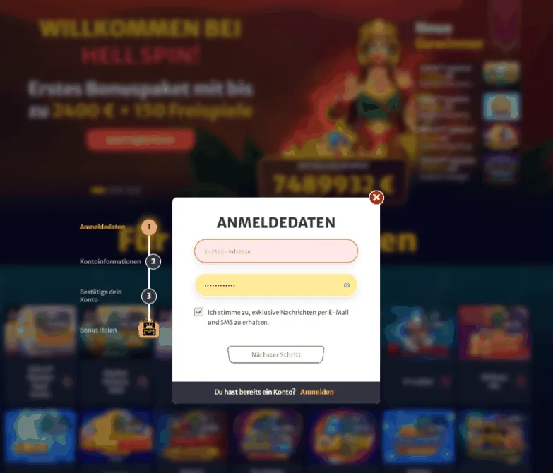 Hell Spin Casino Registrierung