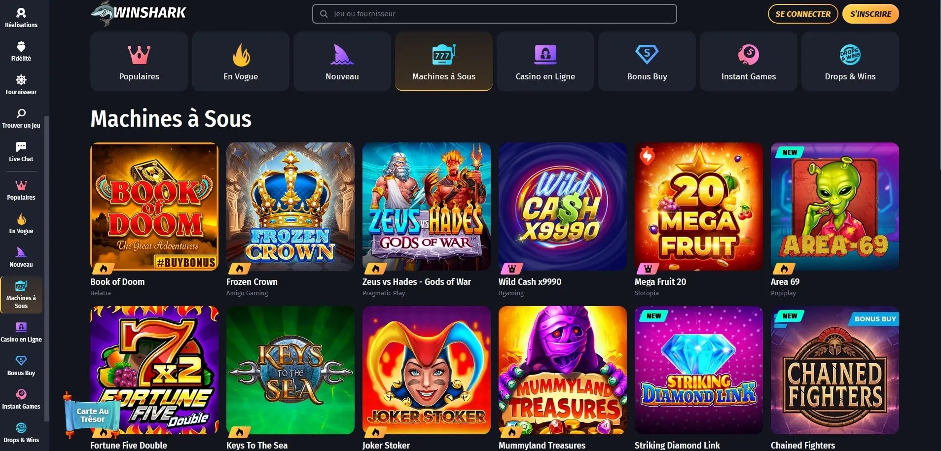 Winshark Casino Jeux